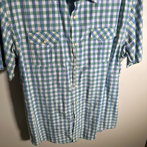 Men's Blue and Green Plaid Casual Shirt - Picture 4 of 4